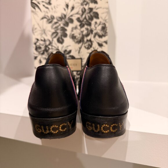 GUCCI Sylvie Web brogue leather Oxford Dress shoes Black 8.5/9 Excellent main image 10